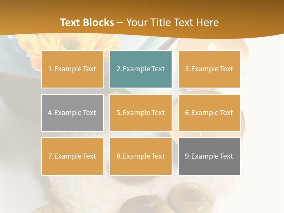 Beauty And Health Setting. A White Towel With Therapy Stones And A Bowl Of Floral Scented Water. PowerPoint Template