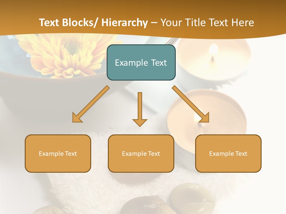 Beauty And Health Setting. A White Towel With Therapy Stones And A Bowl Of Floral Scented Water. PowerPoint Template