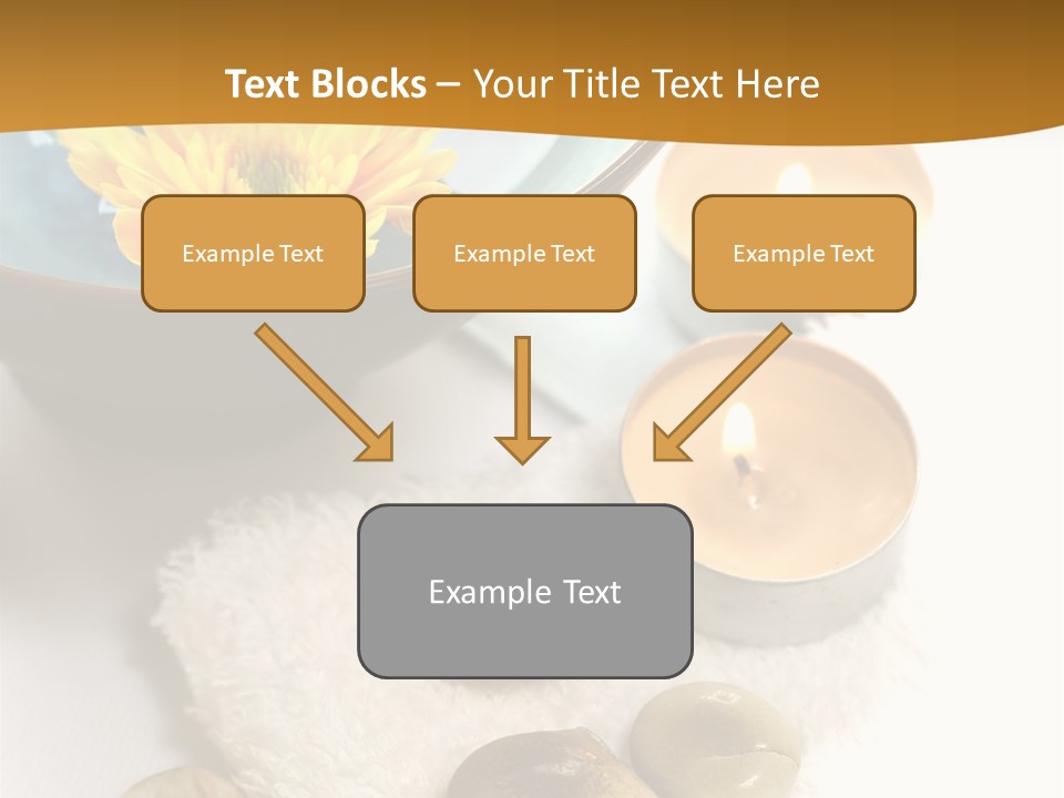 Beauty And Health Setting. A White Towel With Therapy Stones And A Bowl Of Floral Scented Water. PowerPoint Template