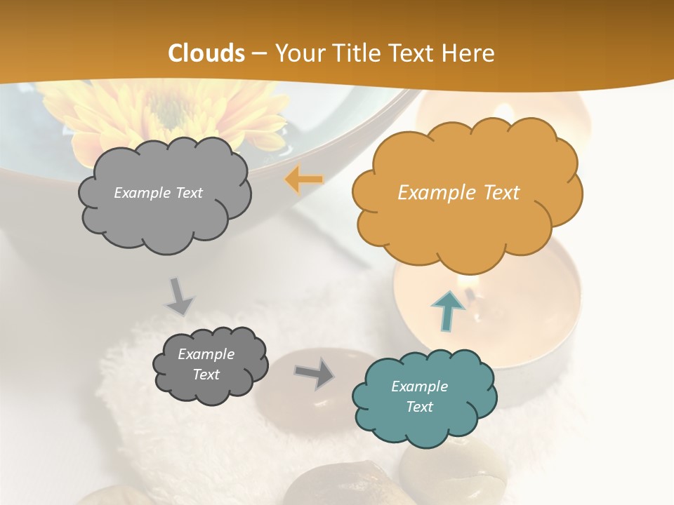 Beauty And Health Setting. A White Towel With Therapy Stones And A Bowl Of Floral Scented Water. PowerPoint Template