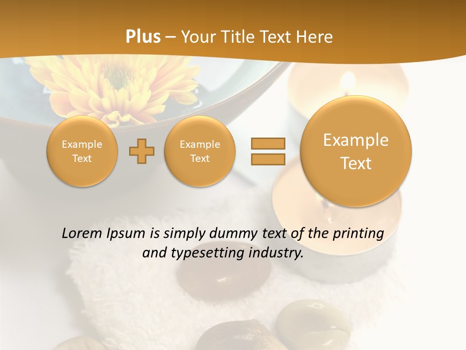 Beauty And Health Setting. A White Towel With Therapy Stones And A Bowl Of Floral Scented Water. PowerPoint Template