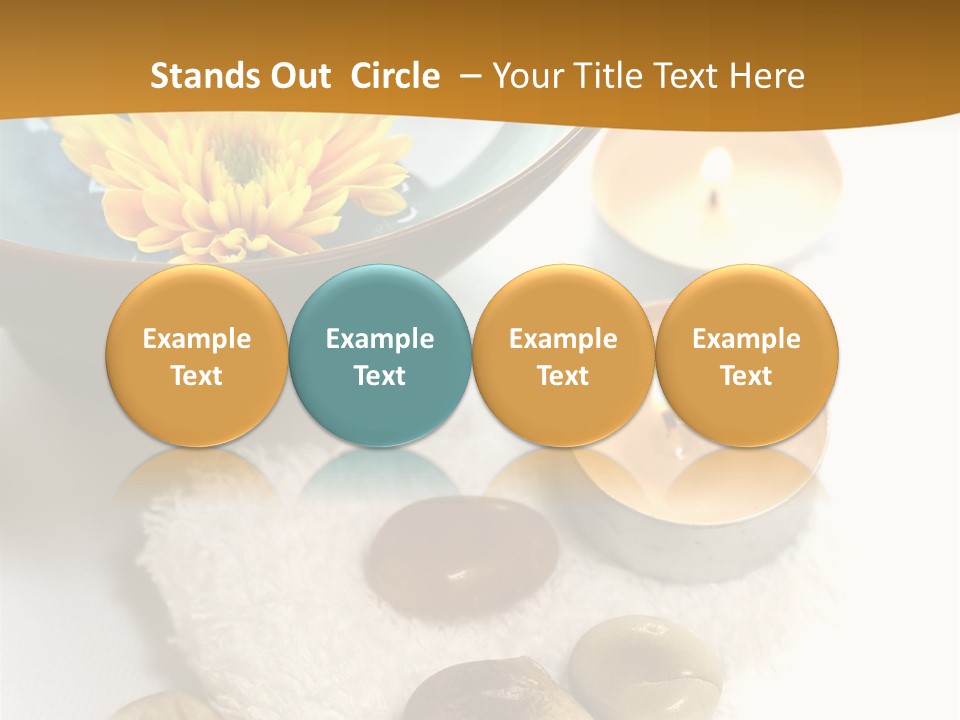 Beauty And Health Setting. A White Towel With Therapy Stones And A Bowl Of Floral Scented Water. PowerPoint Template