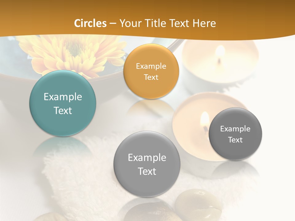 Beauty And Health Setting. A White Towel With Therapy Stones And A Bowl Of Floral Scented Water. PowerPoint Template