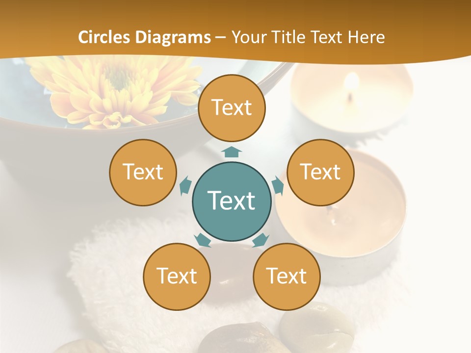 Beauty And Health Setting. A White Towel With Therapy Stones And A Bowl Of Floral Scented Water. PowerPoint Template