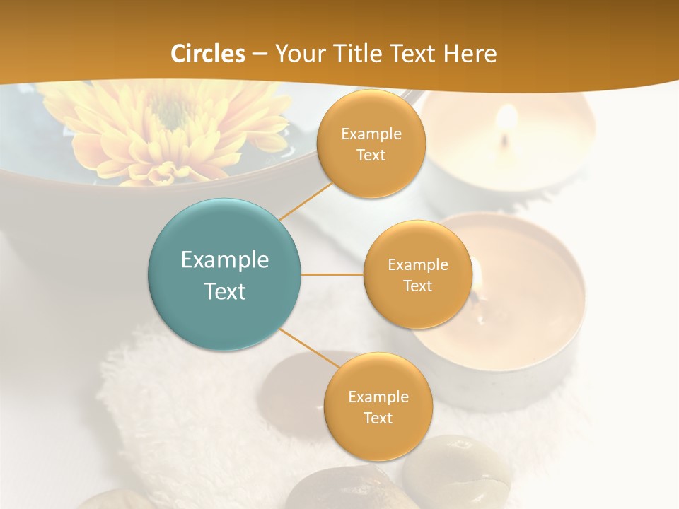 Beauty And Health Setting. A White Towel With Therapy Stones And A Bowl Of Floral Scented Water. PowerPoint Template