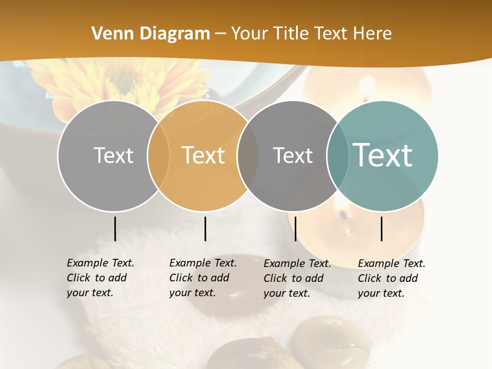 Beauty And Health Setting. A White Towel With Therapy Stones And A Bowl Of Floral Scented Water. PowerPoint Template
