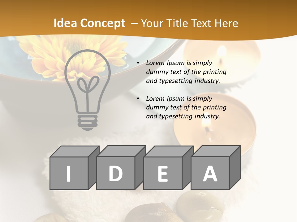 Beauty And Health Setting. A White Towel With Therapy Stones And A Bowl Of Floral Scented Water. PowerPoint Template