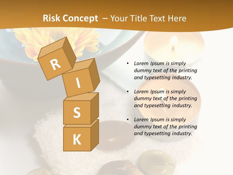 Beauty And Health Setting. A White Towel With Therapy Stones And A Bowl Of Floral Scented Water. PowerPoint Template