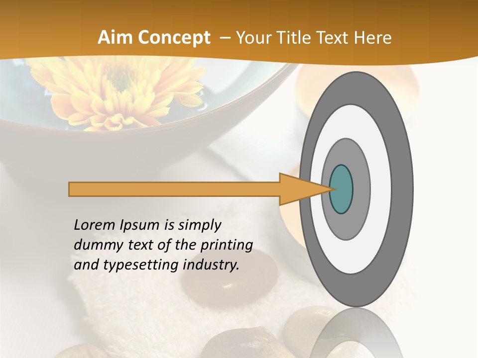 Beauty And Health Setting. A White Towel With Therapy Stones And A Bowl Of Floral Scented Water. PowerPoint Template