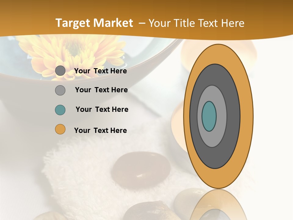 Beauty And Health Setting. A White Towel With Therapy Stones And A Bowl Of Floral Scented Water. PowerPoint Template