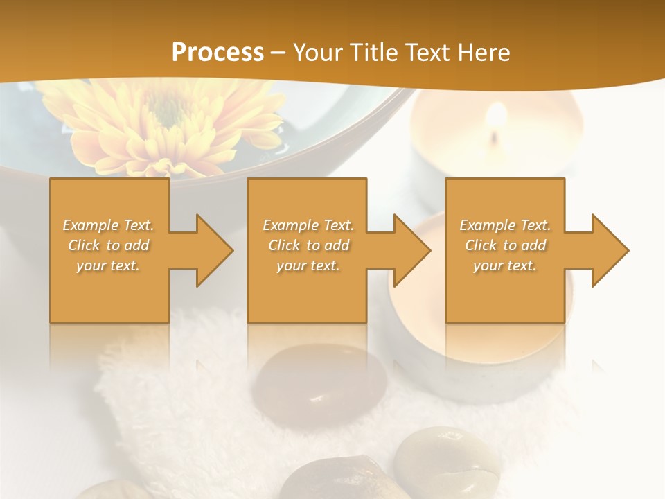 Beauty And Health Setting. A White Towel With Therapy Stones And A Bowl Of Floral Scented Water. PowerPoint Template