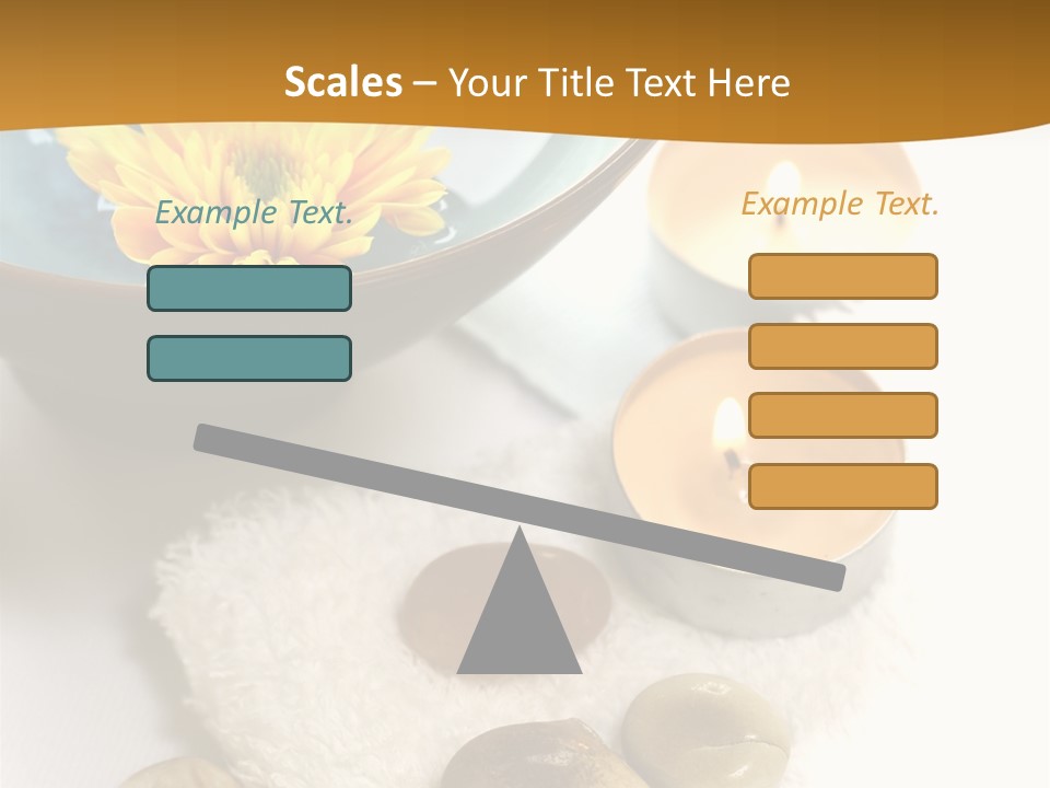 Beauty And Health Setting. A White Towel With Therapy Stones And A Bowl Of Floral Scented Water. PowerPoint Template