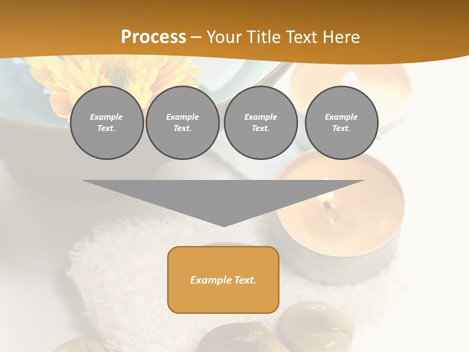 Beauty And Health Setting. A White Towel With Therapy Stones And A Bowl Of Floral Scented Water. PowerPoint Template