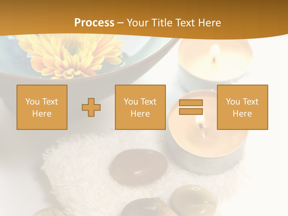 Beauty And Health Setting. A White Towel With Therapy Stones And A Bowl Of Floral Scented Water. PowerPoint Template