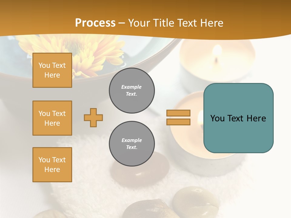 Beauty And Health Setting. A White Towel With Therapy Stones And A Bowl Of Floral Scented Water. PowerPoint Template
