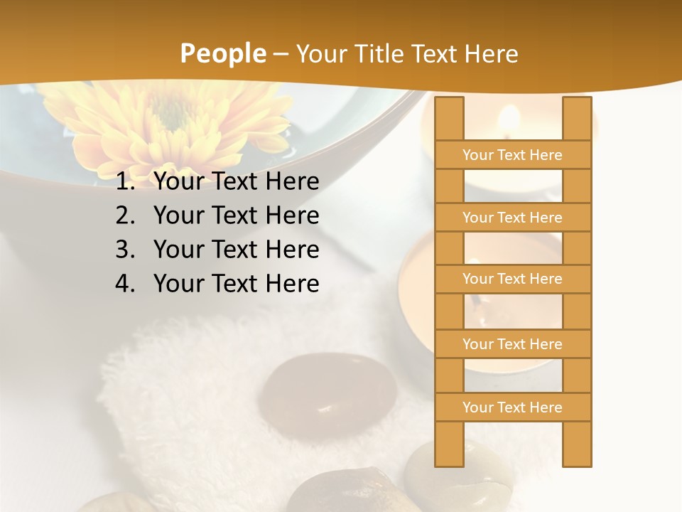 Beauty And Health Setting. A White Towel With Therapy Stones And A Bowl Of Floral Scented Water. PowerPoint Template