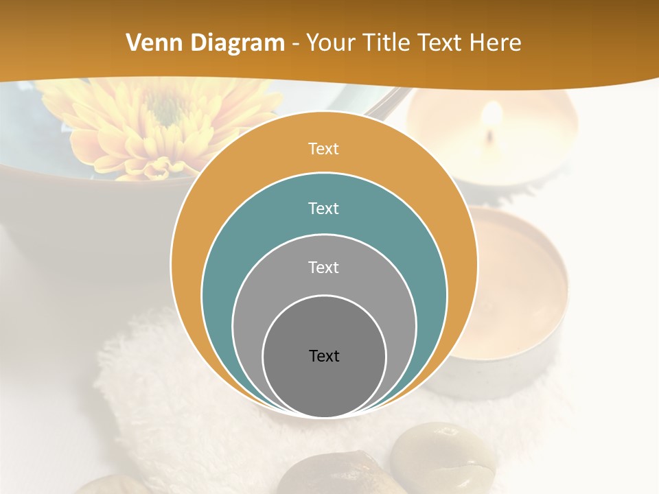Beauty And Health Setting. A White Towel With Therapy Stones And A Bowl Of Floral Scented Water. PowerPoint Template
