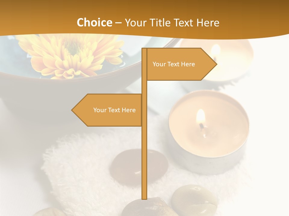 Beauty And Health Setting. A White Towel With Therapy Stones And A Bowl Of Floral Scented Water. PowerPoint Template