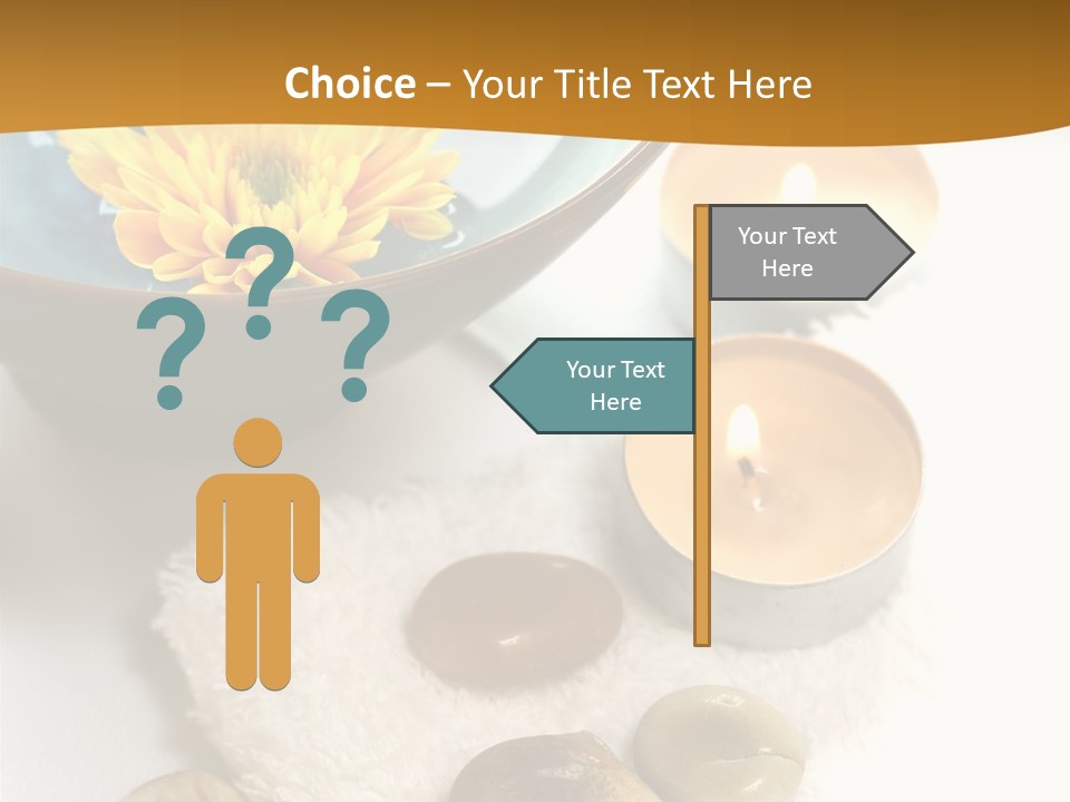 Beauty And Health Setting. A White Towel With Therapy Stones And A Bowl Of Floral Scented Water. PowerPoint Template