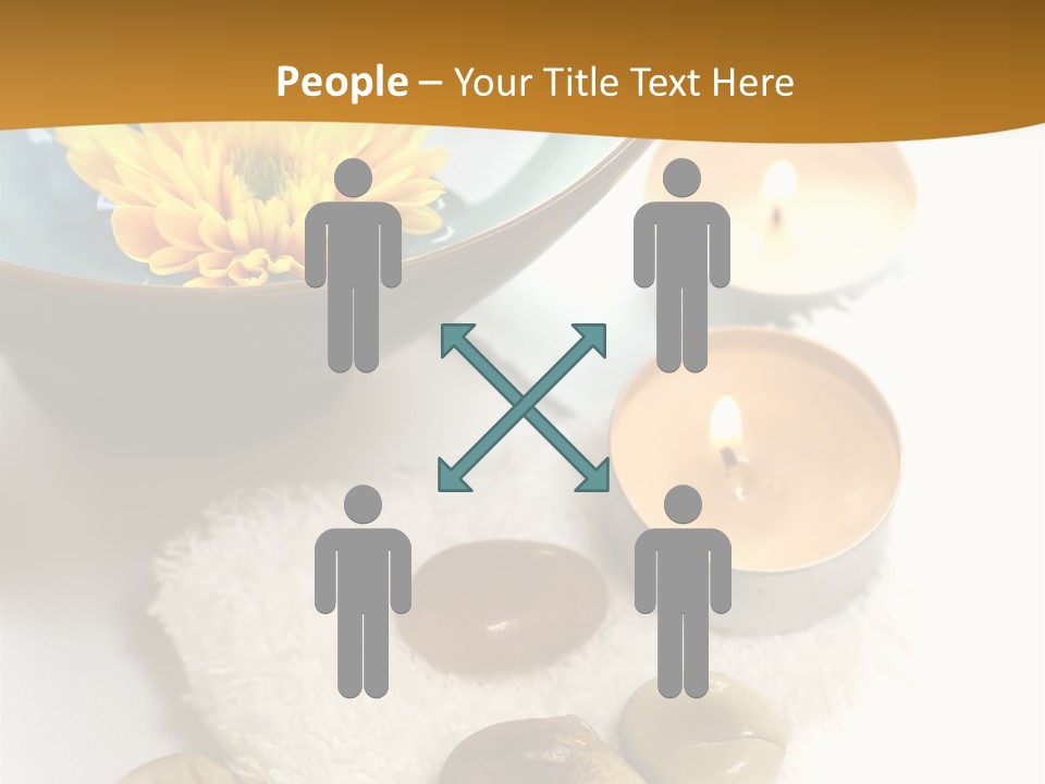 Beauty And Health Setting. A White Towel With Therapy Stones And A Bowl Of Floral Scented Water. PowerPoint Template