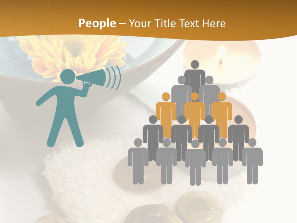 Beauty And Health Setting. A White Towel With Therapy Stones And A Bowl Of Floral Scented Water. PowerPoint Template