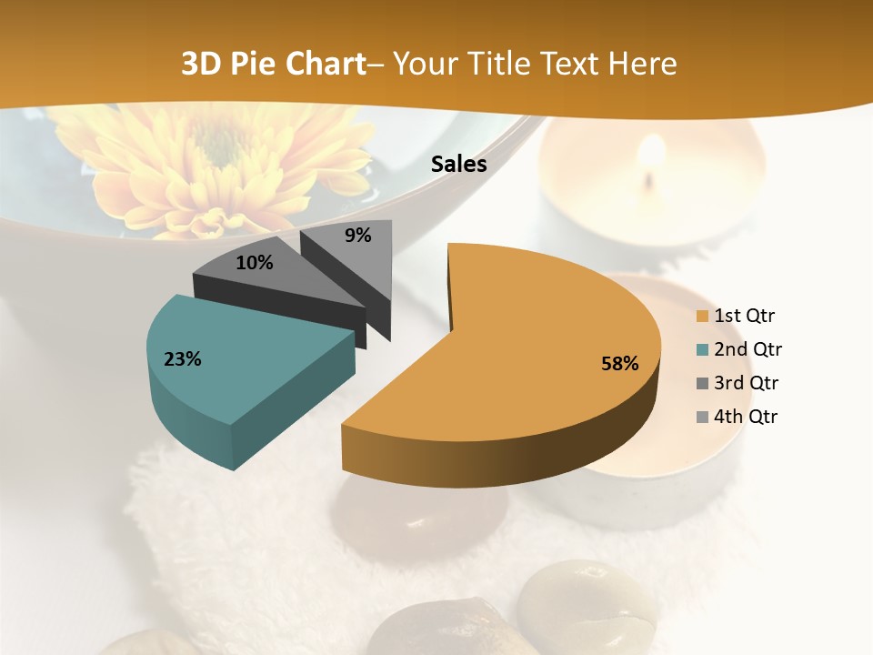 Beauty And Health Setting. A White Towel With Therapy Stones And A Bowl Of Floral Scented Water. PowerPoint Template
