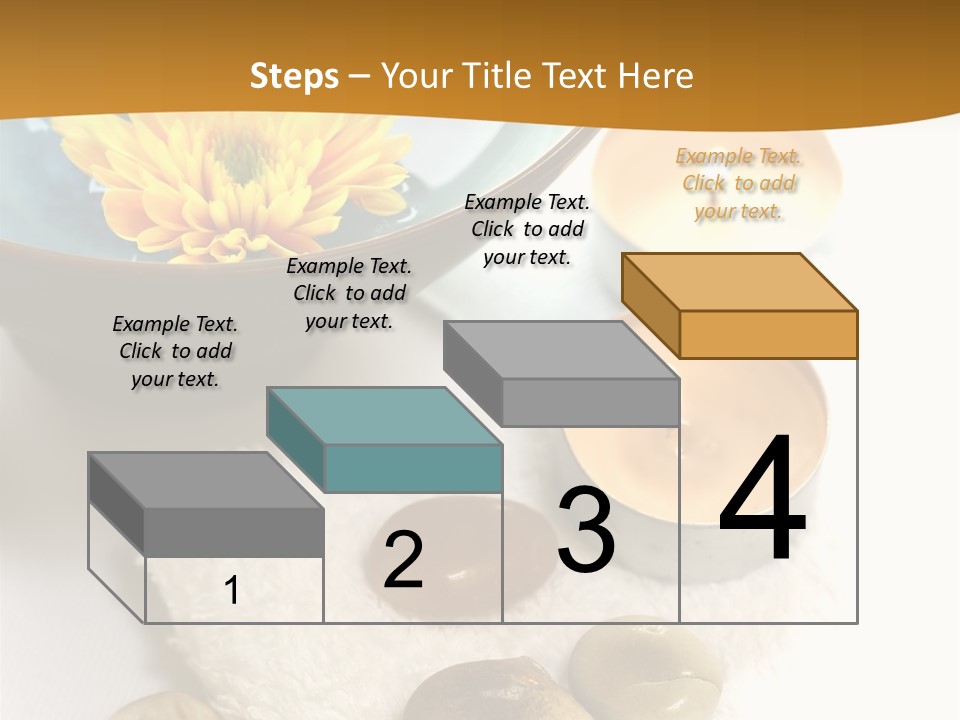 Beauty And Health Setting. A White Towel With Therapy Stones And A Bowl Of Floral Scented Water. PowerPoint Template