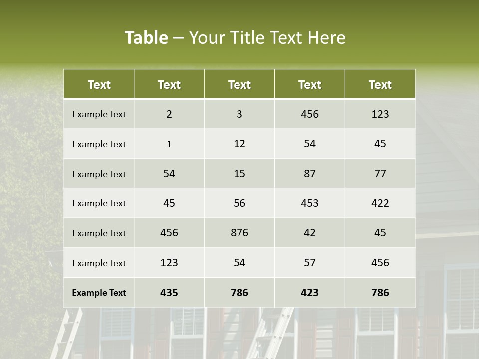 Worker Doing Home Improvement Climbs A Ladder To The Peak Of A Two Story Single Family Home. PowerPoint Template