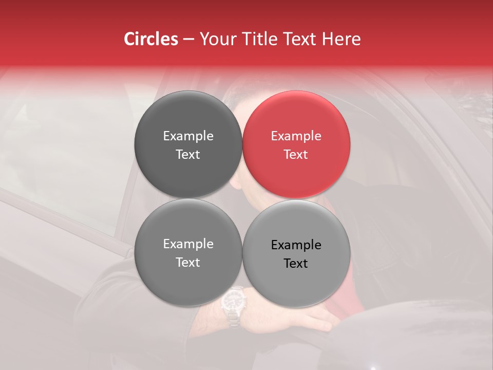 Smiling Man Looking From A Car Window PowerPoint Template