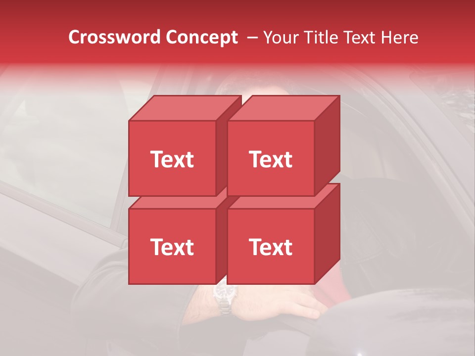 Smiling Man Looking From A Car Window PowerPoint Template