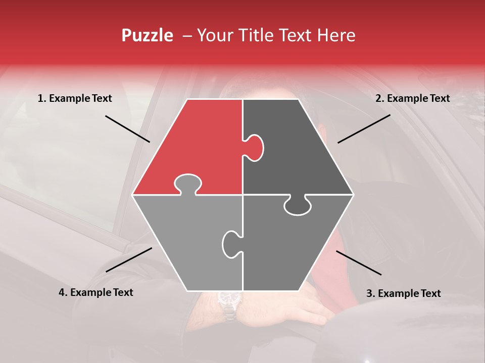 Smiling Man Looking From A Car Window PowerPoint Template