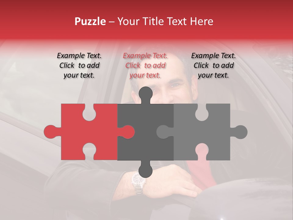 Smiling Man Looking From A Car Window PowerPoint Template