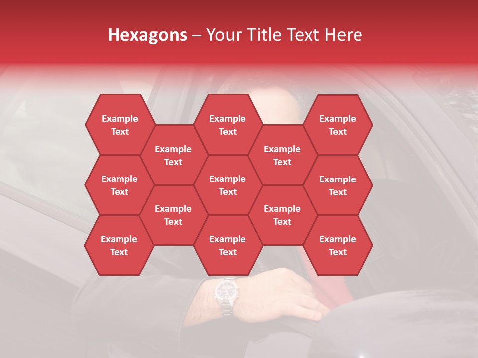 Smiling Man Looking From A Car Window PowerPoint Template