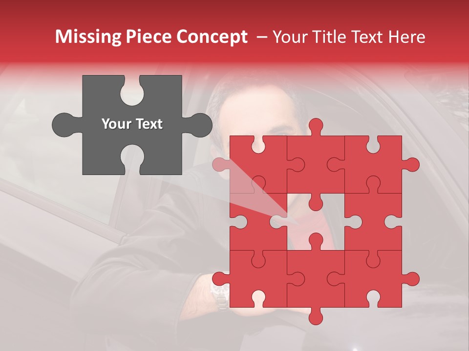 Smiling Man Looking From A Car Window PowerPoint Template