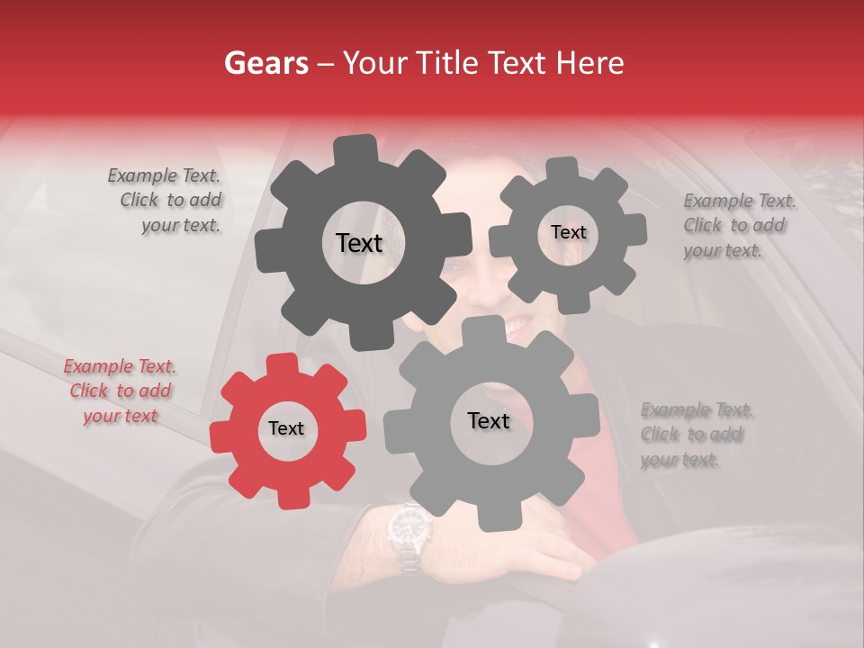 Smiling Man Looking From A Car Window PowerPoint Template