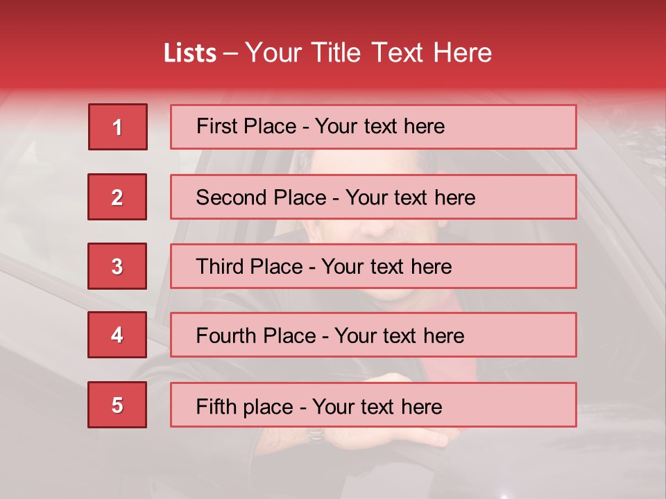 Smiling Man Looking From A Car Window PowerPoint Template