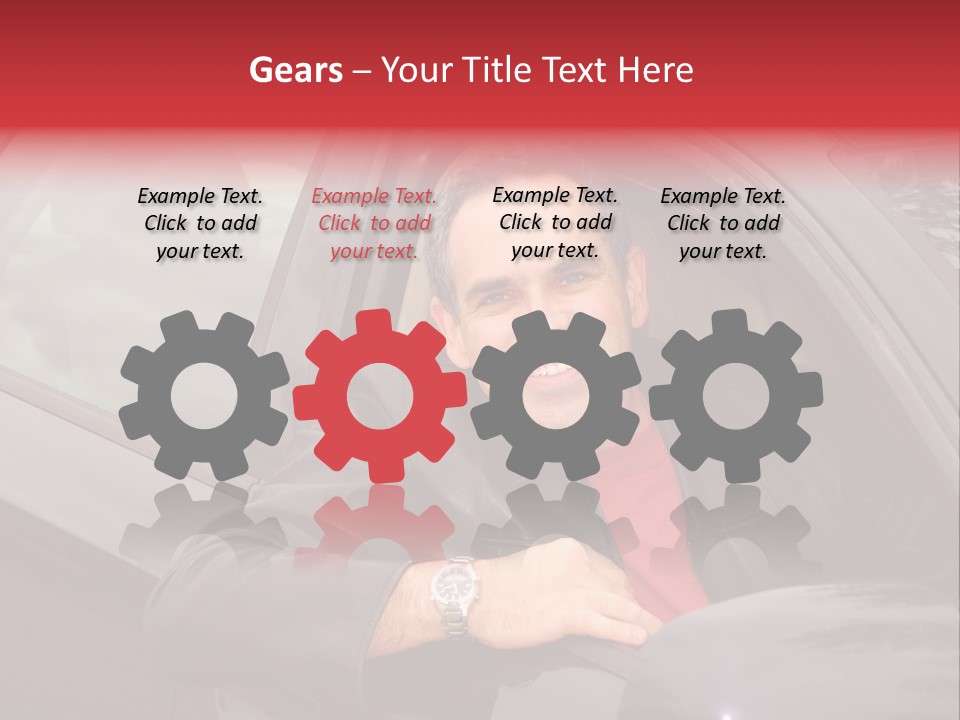 Smiling Man Looking From A Car Window PowerPoint Template