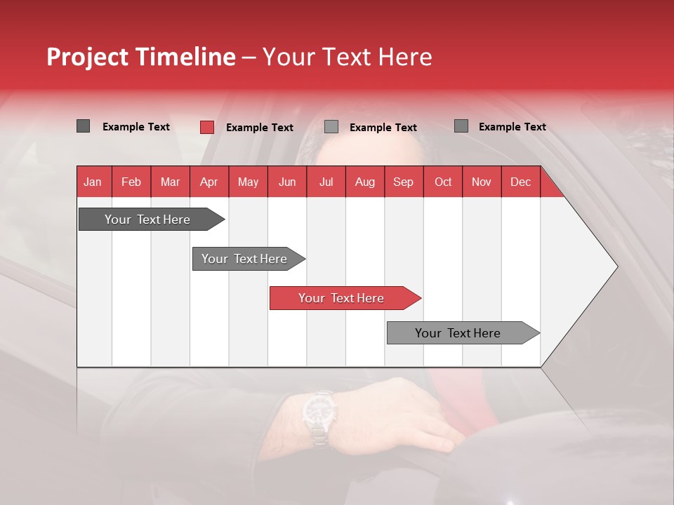 Smiling Man Looking From A Car Window PowerPoint Template