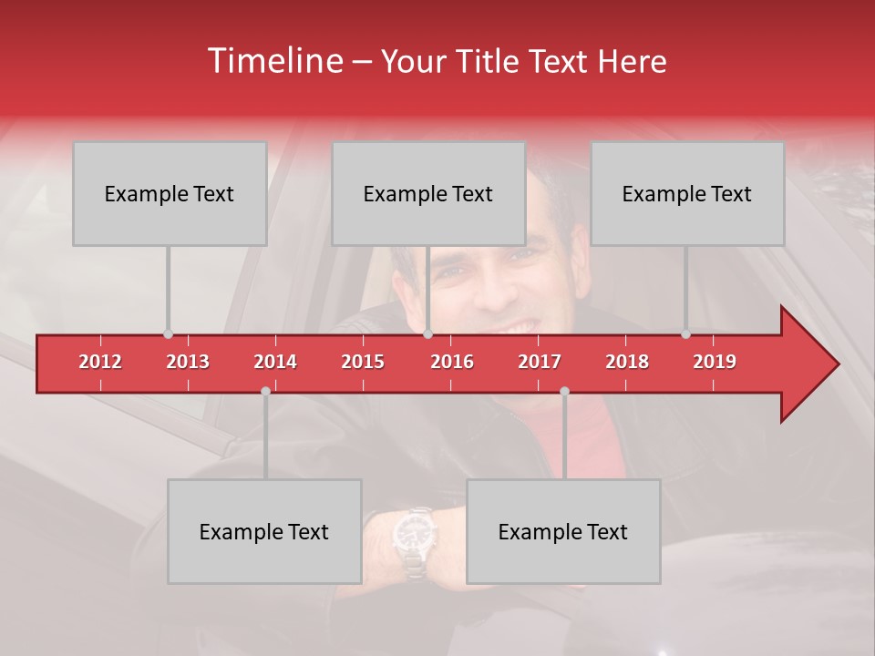 Smiling Man Looking From A Car Window PowerPoint Template