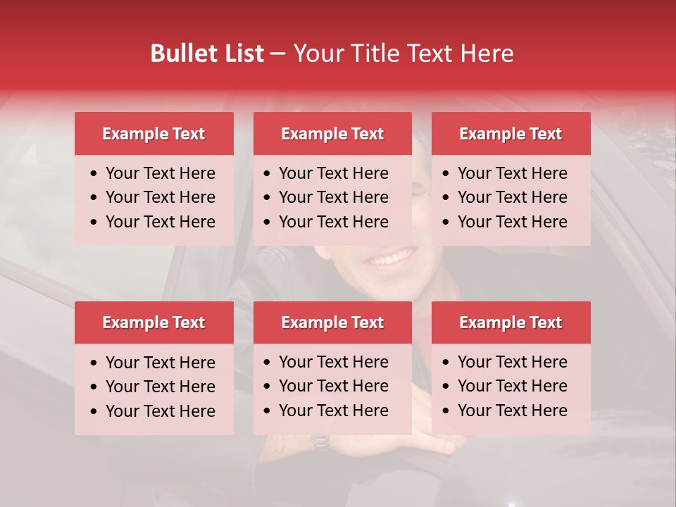 Smiling Man Looking From A Car Window PowerPoint Template