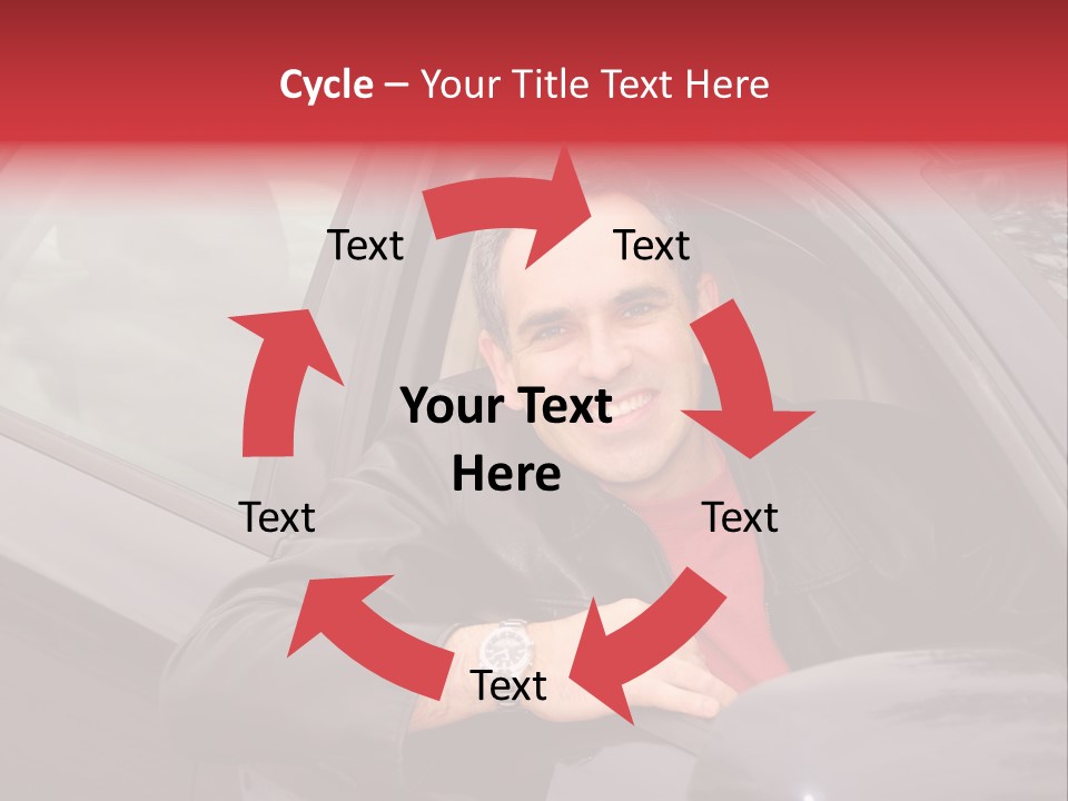 Smiling Man Looking From A Car Window PowerPoint Template