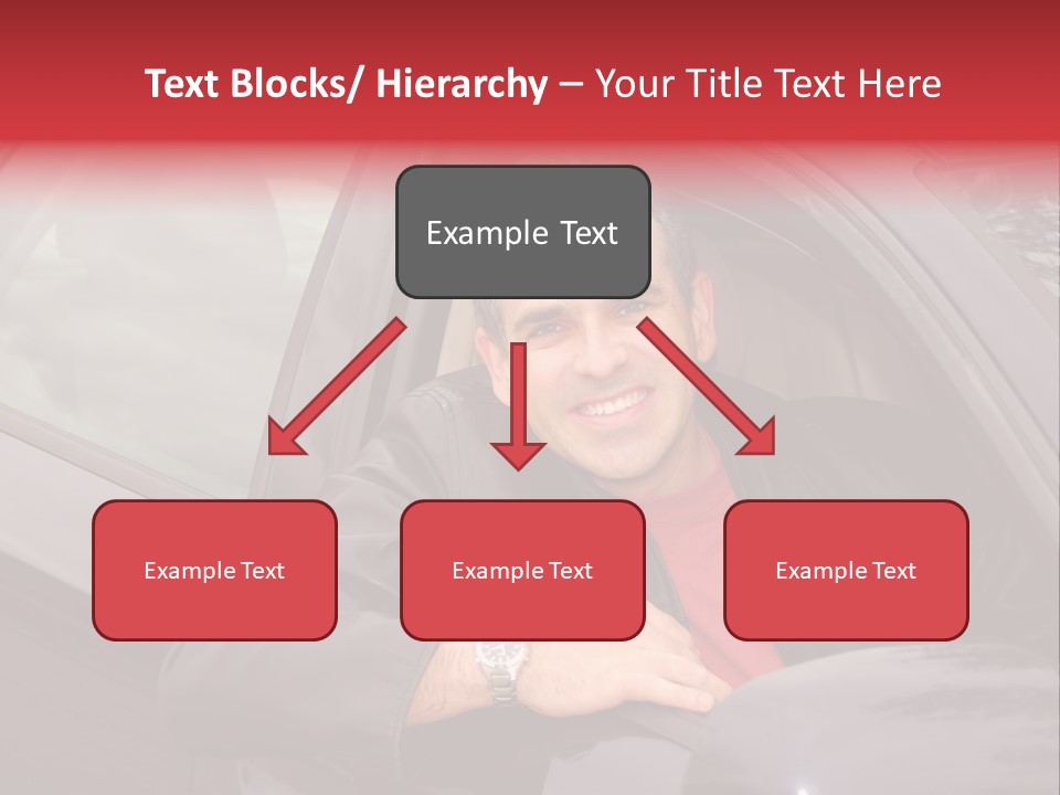 Smiling Man Looking From A Car Window PowerPoint Template