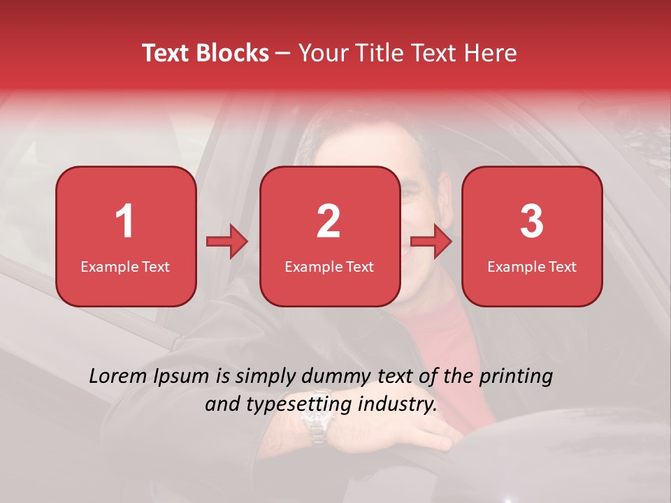 Smiling Man Looking From A Car Window PowerPoint Template