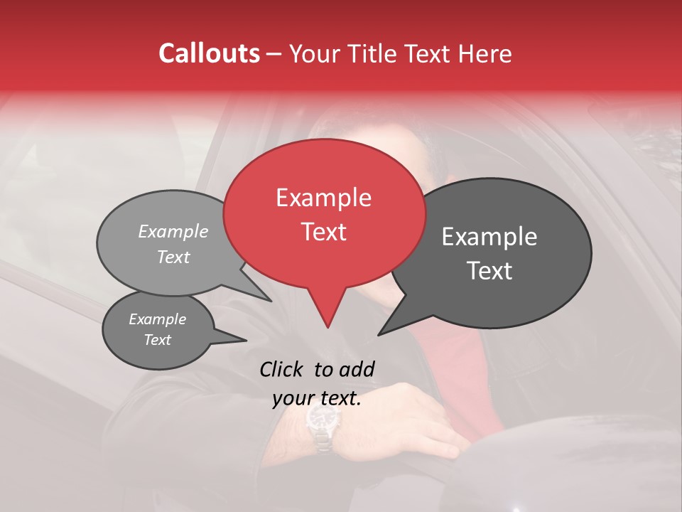 Smiling Man Looking From A Car Window PowerPoint Template