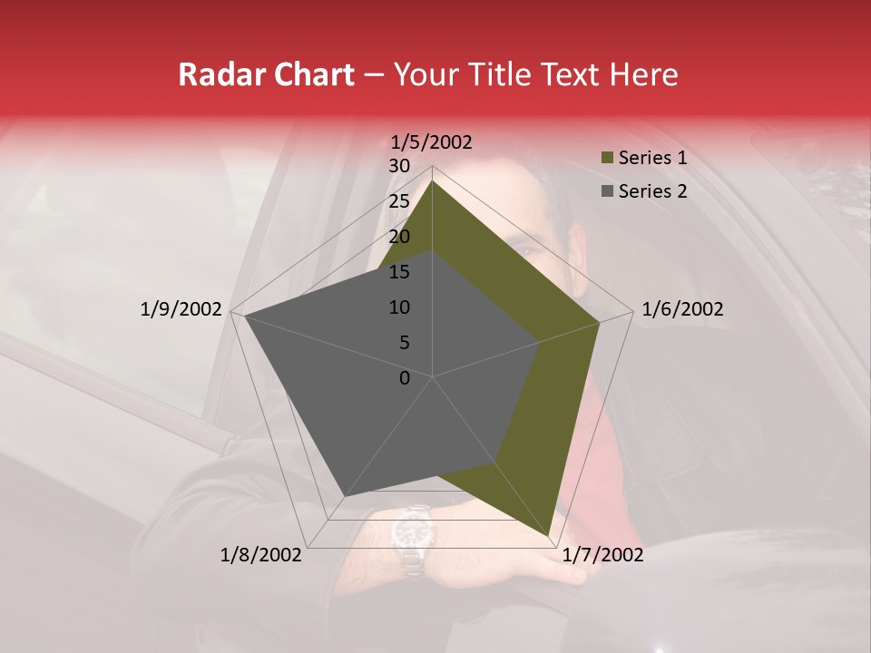 Smiling Man Looking From A Car Window PowerPoint Template
