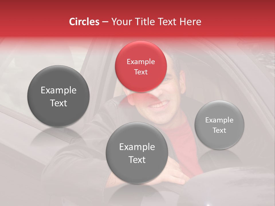 Smiling Man Looking From A Car Window PowerPoint Template