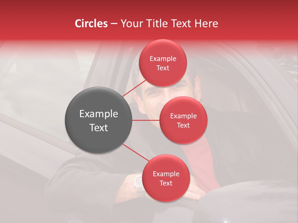 Smiling Man Looking From A Car Window PowerPoint Template