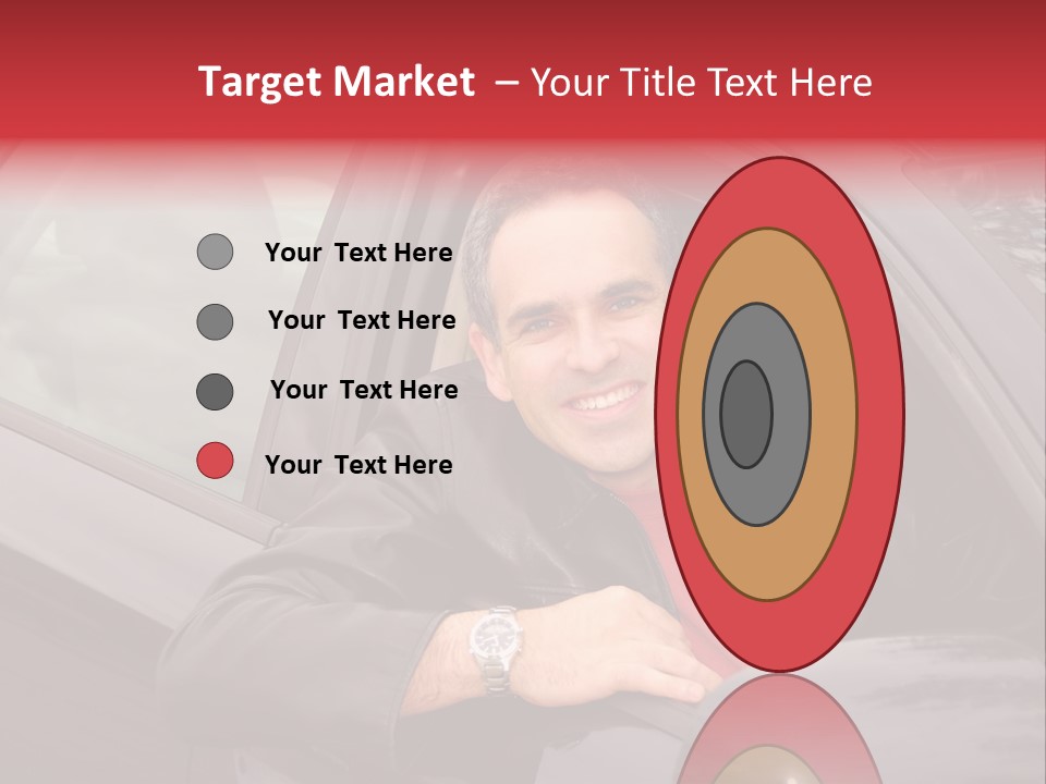 Smiling Man Looking From A Car Window PowerPoint Template