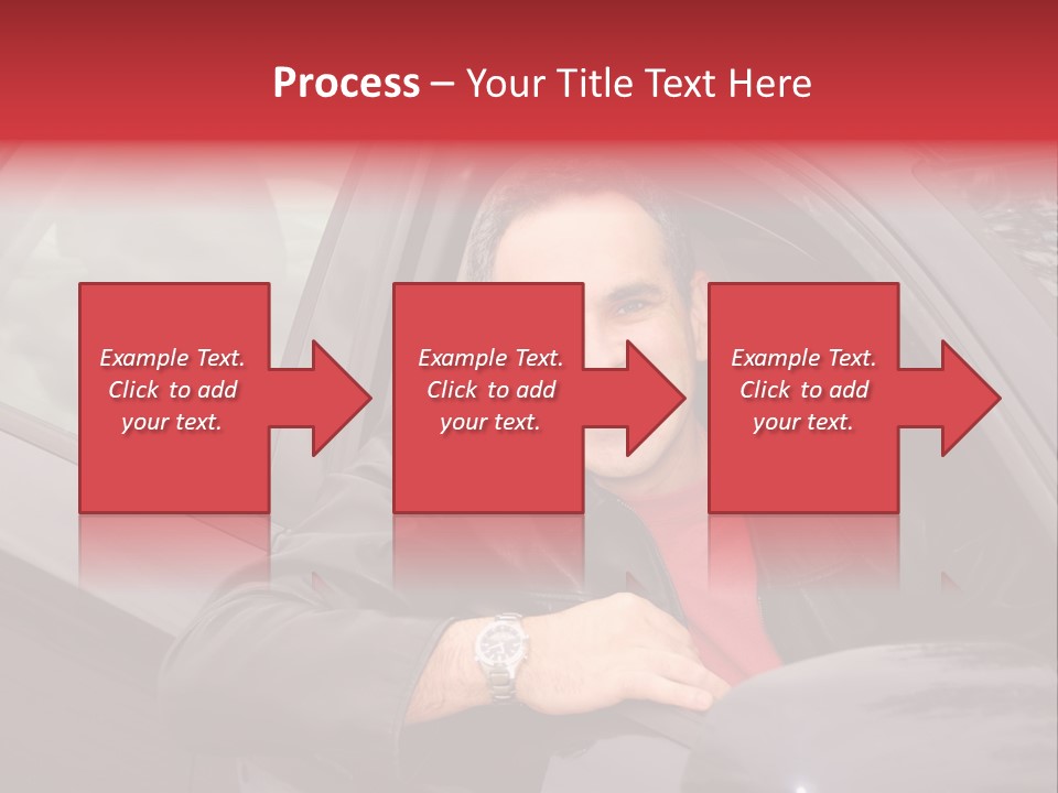 Smiling Man Looking From A Car Window PowerPoint Template
