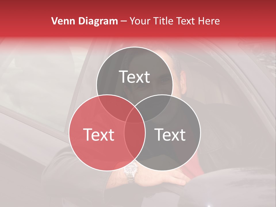 Smiling Man Looking From A Car Window PowerPoint Template